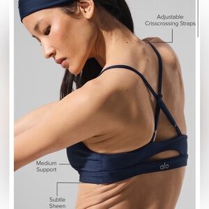 ALO Yoga Navy 7/8 High-Wasted Airlift Legging & Intrigue Bra Set